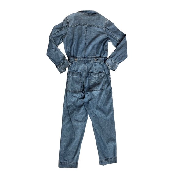 Madewell Size Petite Small Denim Jean Jumpsuit Pant Romper Long Sleeve - Picture 3 of 13